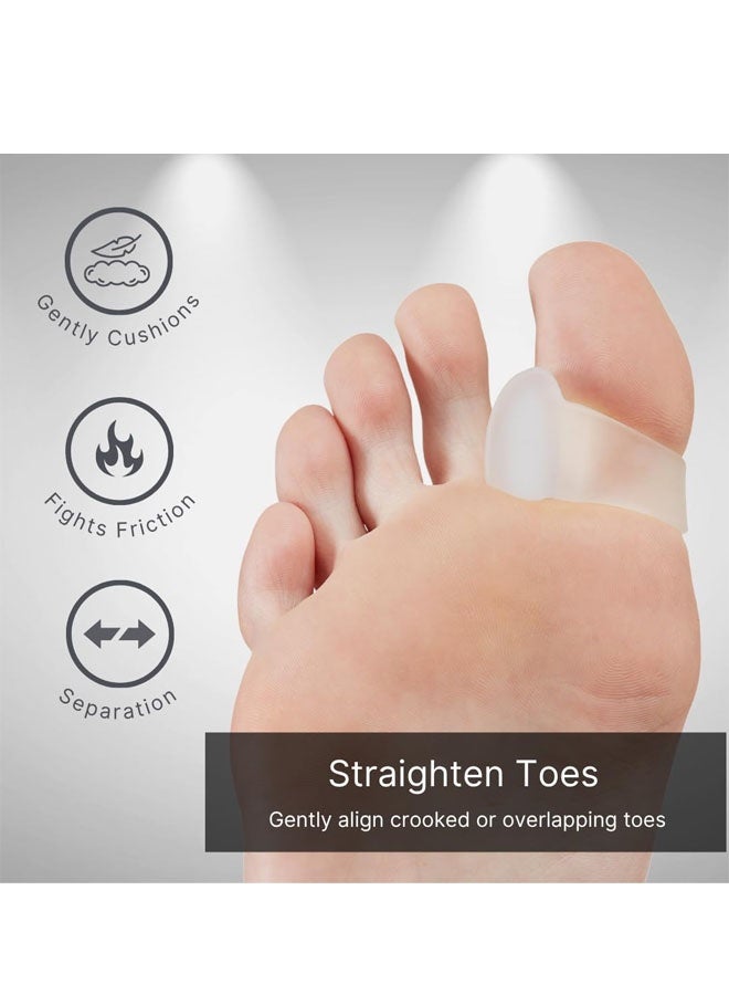 فواصل أصابع القدم للنساء والرجال - عبوة من 6 قطعة من فواصل أصابع القدم الجل لأصابع القدم المتداخلة، ومصححات أصابع القدم المطرقية المصنوعة من السيليكون لإصبع القدم الكبير، ومقومات أصابع القدم المطرقية لعلاج أورام إبهام القدم، وتسكين آلام أصابع القدم - Image 2